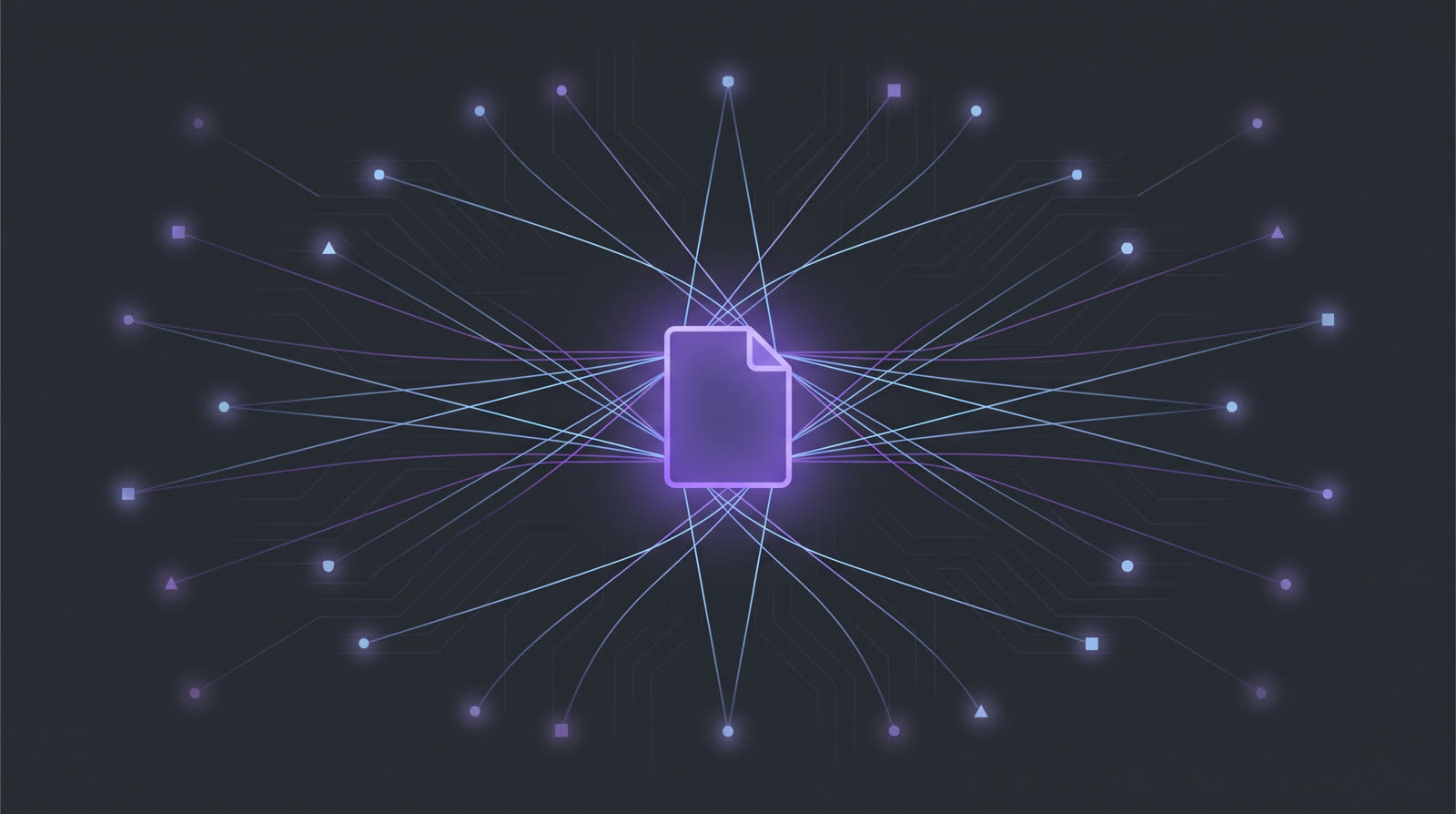 Illustration abstraite en réseau de nœuds pour l'article : llms.txt : à quoi ça sert et comment le mettre en place